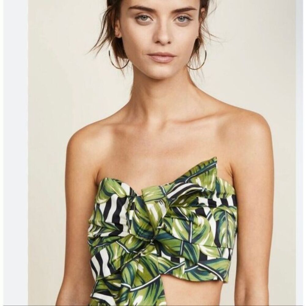 Red Carter Leaf Twist Crop Top Printed Perth Tie Front Front Scuba Small $150